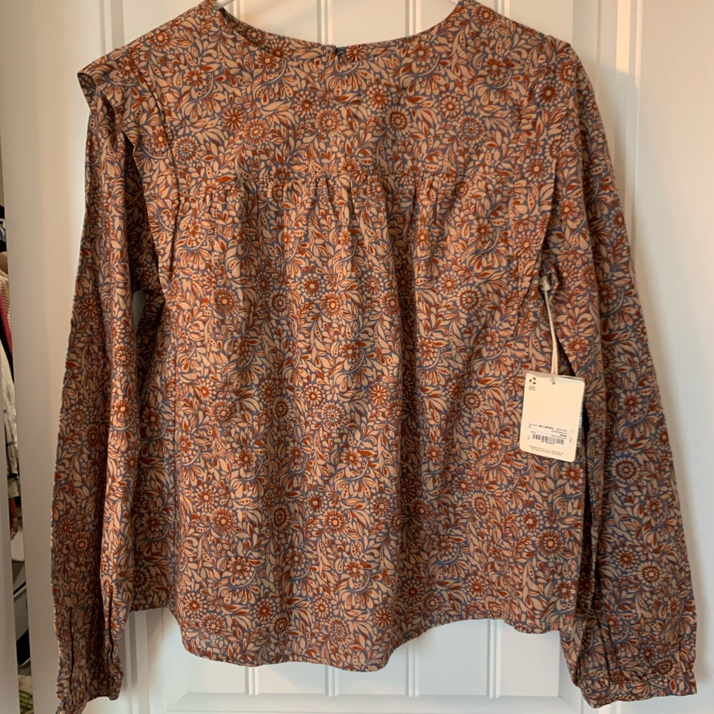 Floral Print Women's Top - Orange and Gray